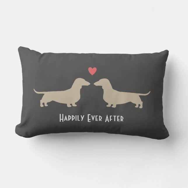Dachshund Silhouettes with Heart Wiener Dogs Cute Lumbar Cushion (Front)