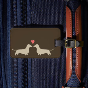 Dachshund Silhouettes with Heart Wiener Dogs Luggage Tag