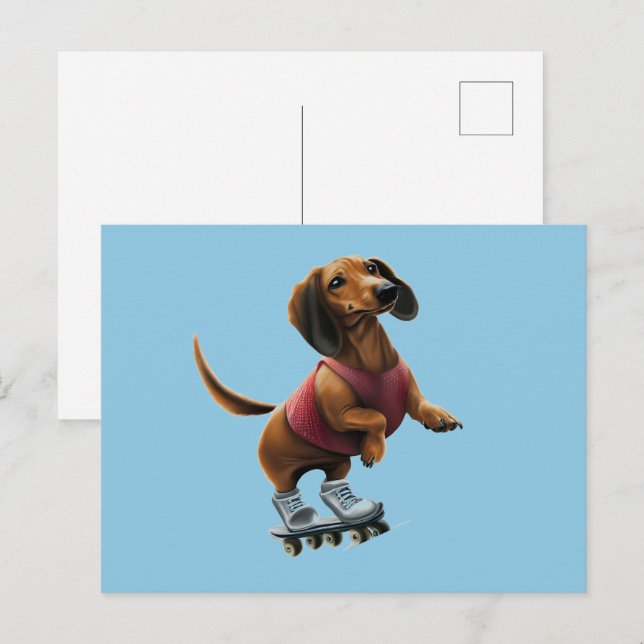 Dachshund Skateboarding  Postcard (Front/Back)