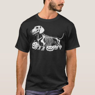 Dachshund Skeleton Birthday Halloween Dog Mens Wom T-Shirt