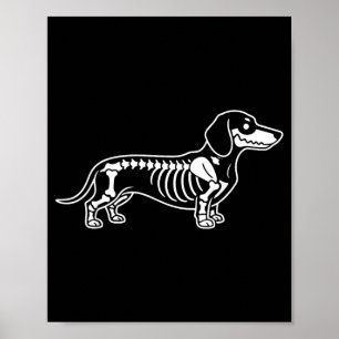 Dachshund Skeleton Halloween Sausage Dog Poster