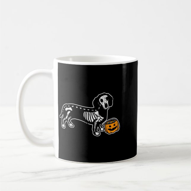 Dachshund Skeleton Jack O Lantern Funny Halloween Coffee Mug (Left)