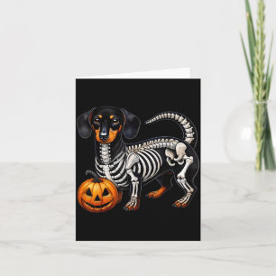 Dachshund Skeleton Jack O Lantern Funny Wiener Dog Card