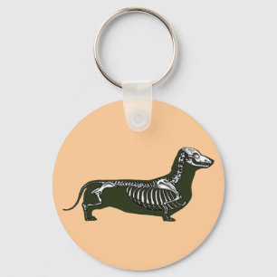 dachshund skeleton key ring
