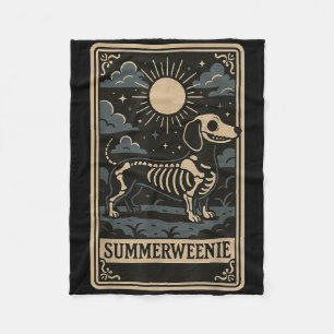 Dachshund Skeleton Summerween Dog Art Vintage Styl Fleece Blanket