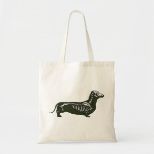 dachshund skeleton tote bag