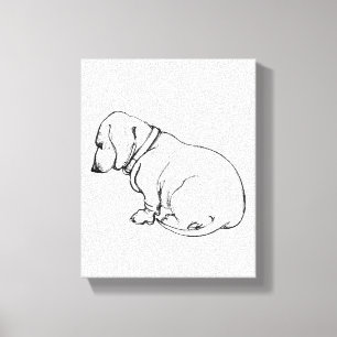 dachshund sketch on stretched canvas