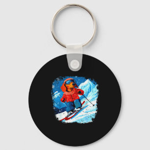 Dachshund ski key ring