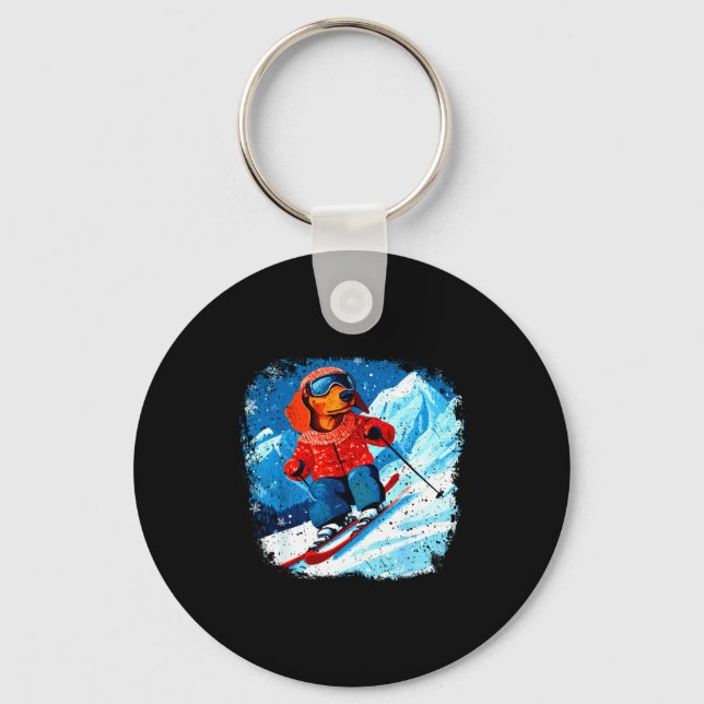 Dachshund ski  key ring (Front)