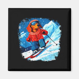 Dachshund ski magnet