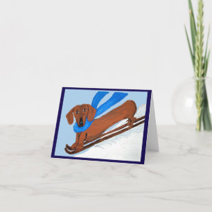 Dachshund Skiing Invitation