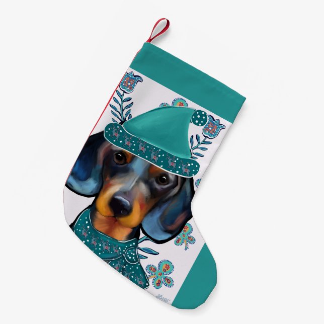 DACHSHUND SMALL CHRISTMAS STOCKING (Front (Hanging))