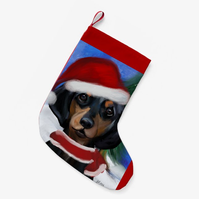 Dachshund  small christmas stocking (Front (Hanging))