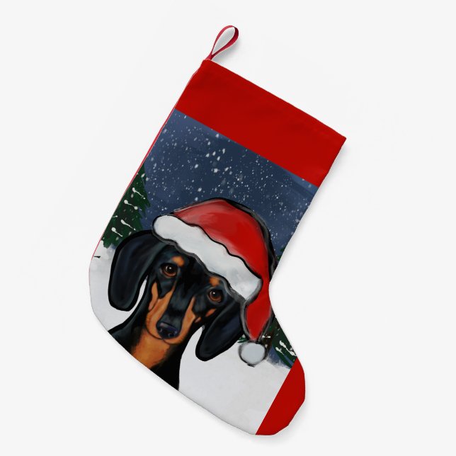 DACHSHUND      SMALL CHRISTMAS STOCKING (Front (Hanging))