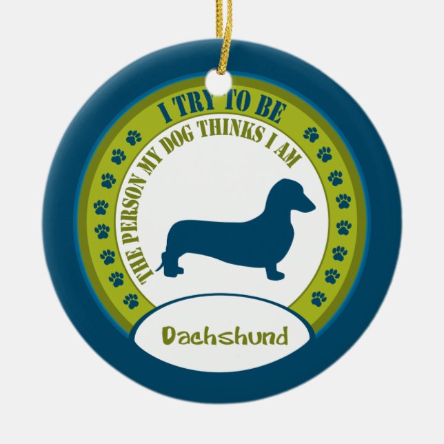 Dachshund [smooth] ceramic tree decoration (Front)