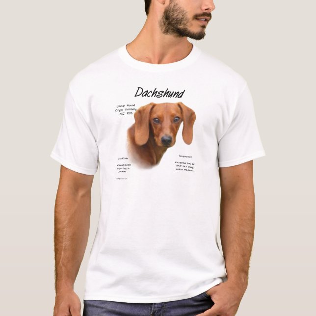Dachshund (smooth) History Design T-Shirt (Front)