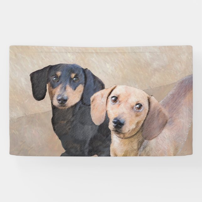Dachshund (Smooth) Painting - Original Dog Art Banner (Horizontal)
