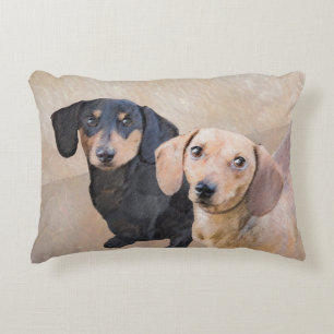 Dachshund (Smooth) Painting - Original Dog Art Decorative Cushion