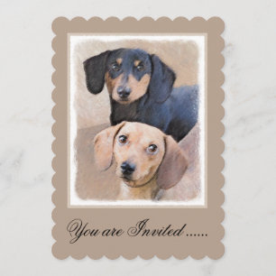 Dachshund (Smooth) Painting - Original Dog Art Invitation