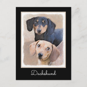 Dachshund (Smooth) Painting - Original Dog Art Postcard