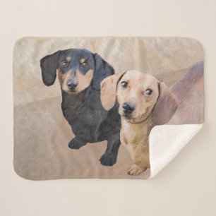 Dachshund (Smooth) Painting - Original Dog Art Sherpa Blanket