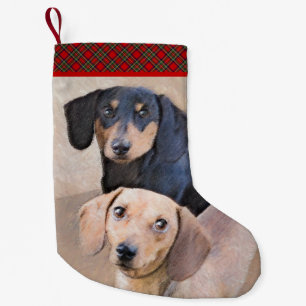 Dachshund (Smooth) Painting - Original Dog Art Small Christmas Stocking