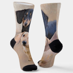 Dachshund (Smooth) Painting - Original Dog Art Socks