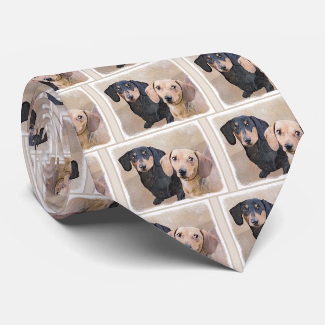 Dachshund (Smooth) Painting - Original Dog Art Tie (Rolled)