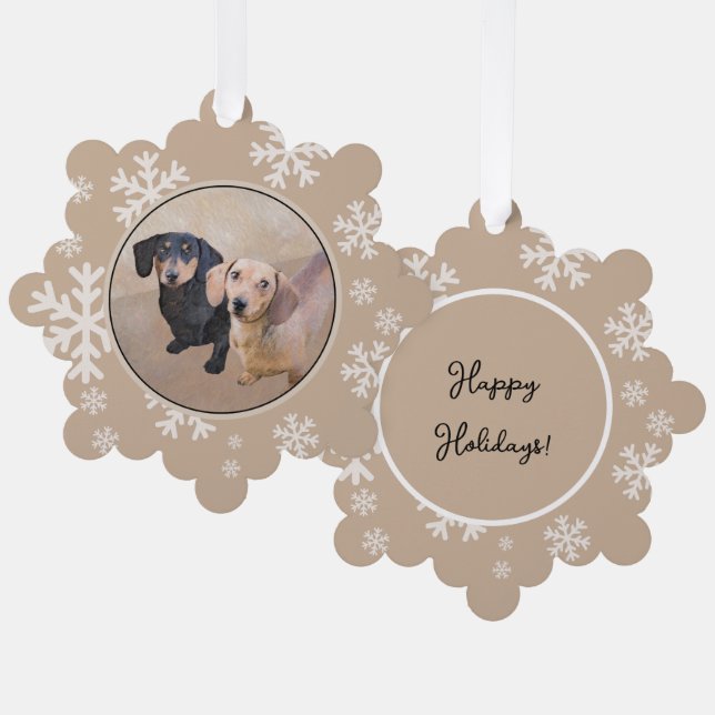 Dachshund (Smooth) Painting - Original Dog Art Tree Decoration Card (Front/Back)