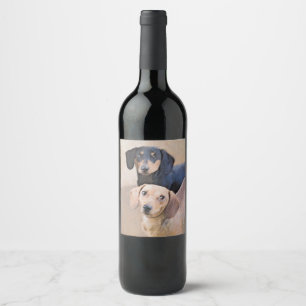 Dachshund (Smooth) Painting - Original Dog Art Wine Label