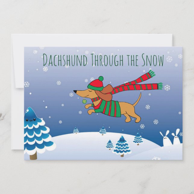 Dachshund Snow Matte 5" x 7", White Envelope Inc. Holiday Card (Front)