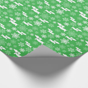 Dachshund Snowflakes Green Christmas Gift Wrap