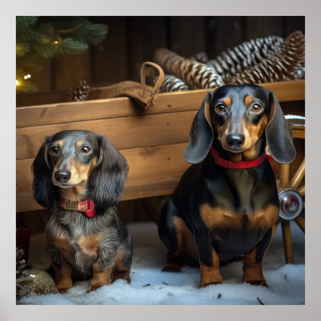 Dachshund Snowy Sleigh Christmas Decor (Front)