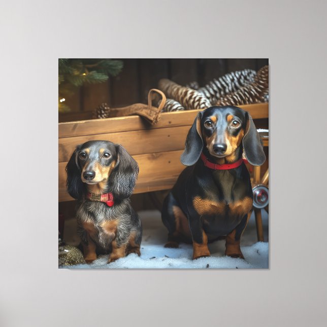 Dachshund Snowy Sleigh Christmas Decor (Front)