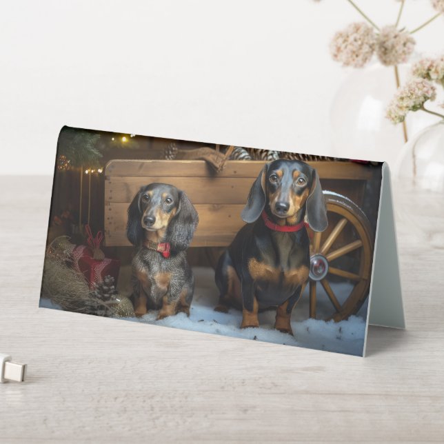 Dachshund Snowy Sleigh Christmas Decor (In SItu (Table))