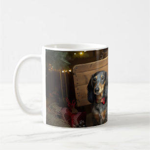 Dachshund Snowy Sleigh Christmas Decor Coffee Mug