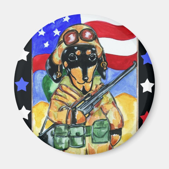 Dachshund Soldier Magnet (Front)