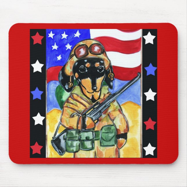 Dachshund Soldier Mouse Mat (Front)
