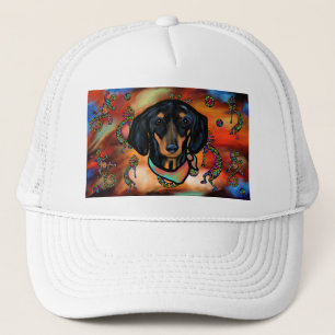 DACHSHUND SOUTHWESTERN ART TRUCKER HAT