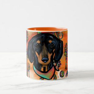 DACHSHUND SOUTHWESTERN ART Two-Tone COFFEE MUG