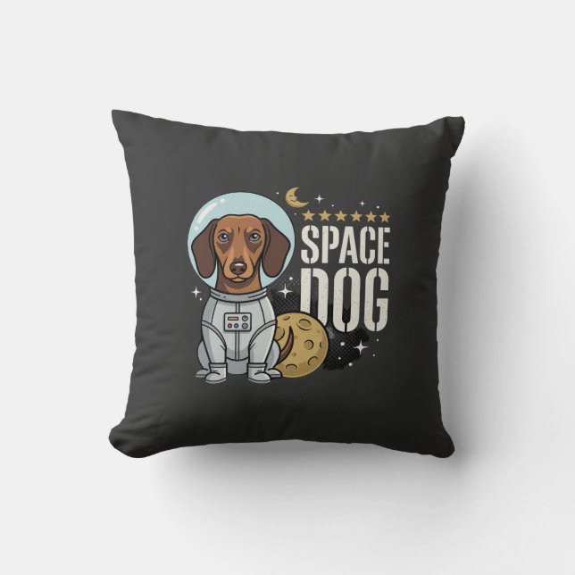 Dachshund Space Dog Astronaut Vector Cushion (Front)