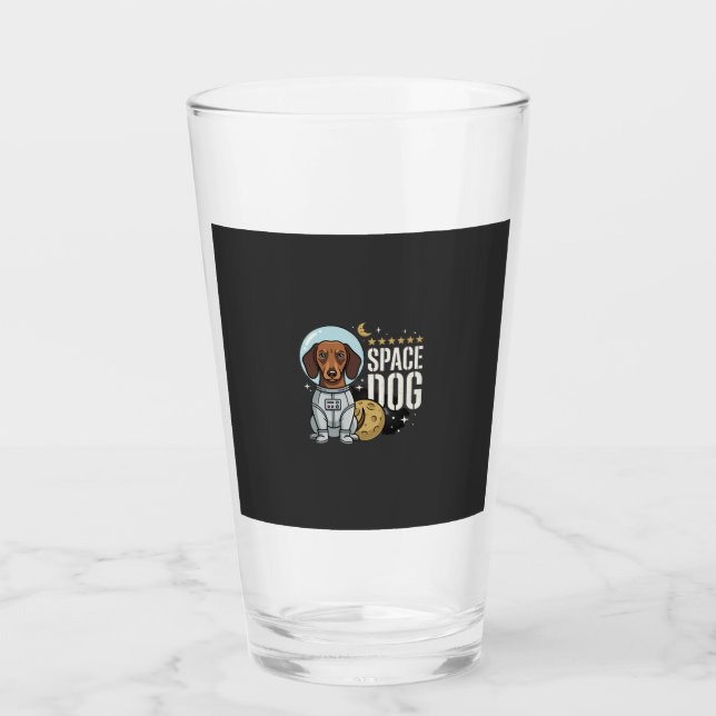Dachshund Space Dog Astronaut Vector Glass (Front)