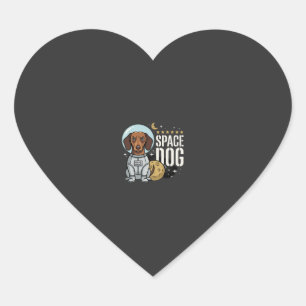 Dachshund Space Dog Astronaut Vector Heart Sticker