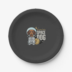 Dachshund Space Dog Astronaut Vector Paper Plate