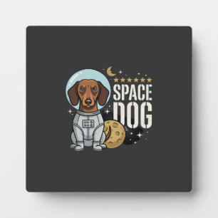 Dachshund Space Dog Astronaut Vector Plaque