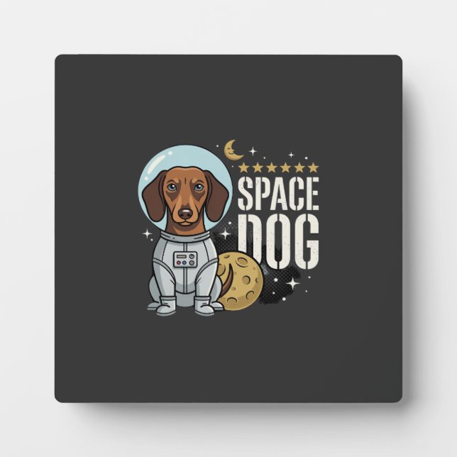 Dachshund Space Dog Astronaut Vector Plaque (Front)
