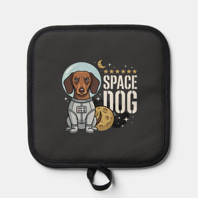Dachshund Space Dog Astronaut Vector Pot Holder (Front)
