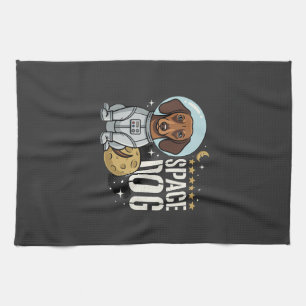 Dachshund Space Dog Astronaut Vector Tea Towel