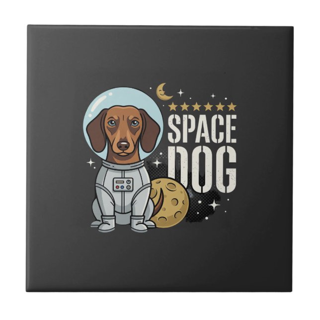 Dachshund Space Dog Astronaut Vector Tile (Front)