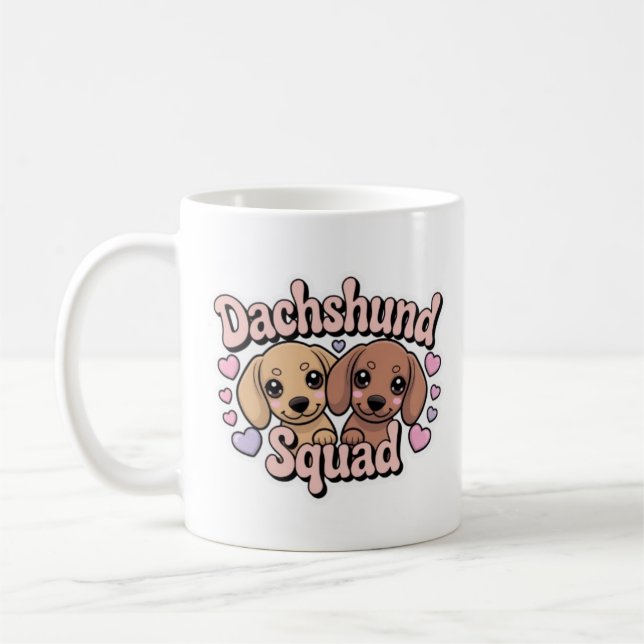 dachshund squad kawaii dachshund dachshund lover d coffee mug (Left)